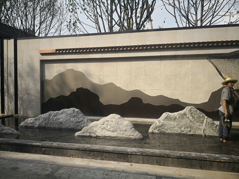 景墻山型不銹鋼造型展示
